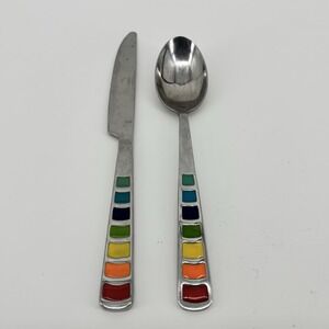 2 PC Fiestaware Celebration Stainless  1 Knife & 1 Tablespoon  Flatware Stainles